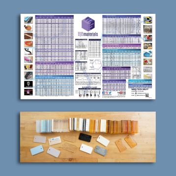BJB Material Chart Poster & Cured Samples